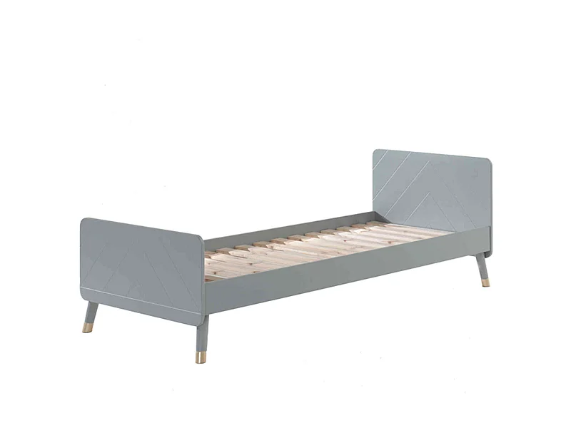 Lit enfant en bois massif gris 90x200 - LI2031