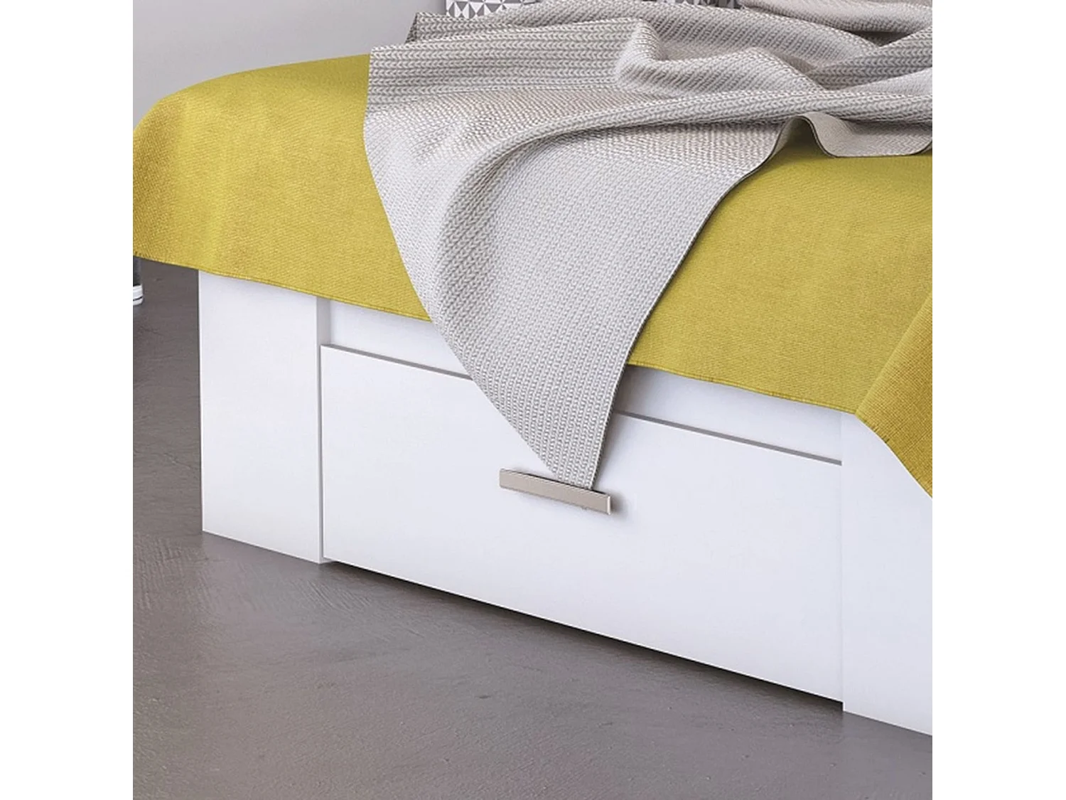 Lit en bois avec tiroir blanc perle 160x200 - LT177