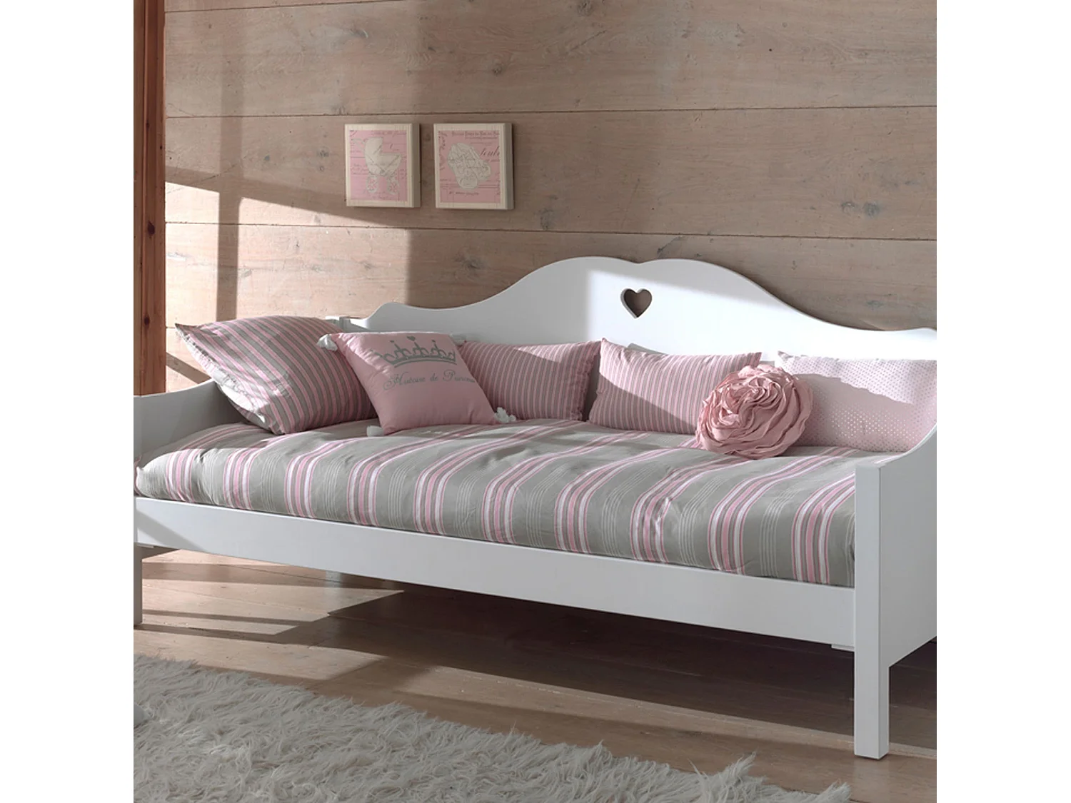 Lit Canapé Enfant en Bois Blanc 90x200 LC2001