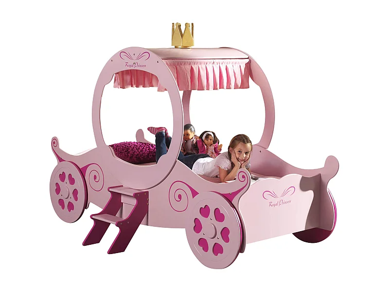 Lit enfant Calèche Rose 90x200