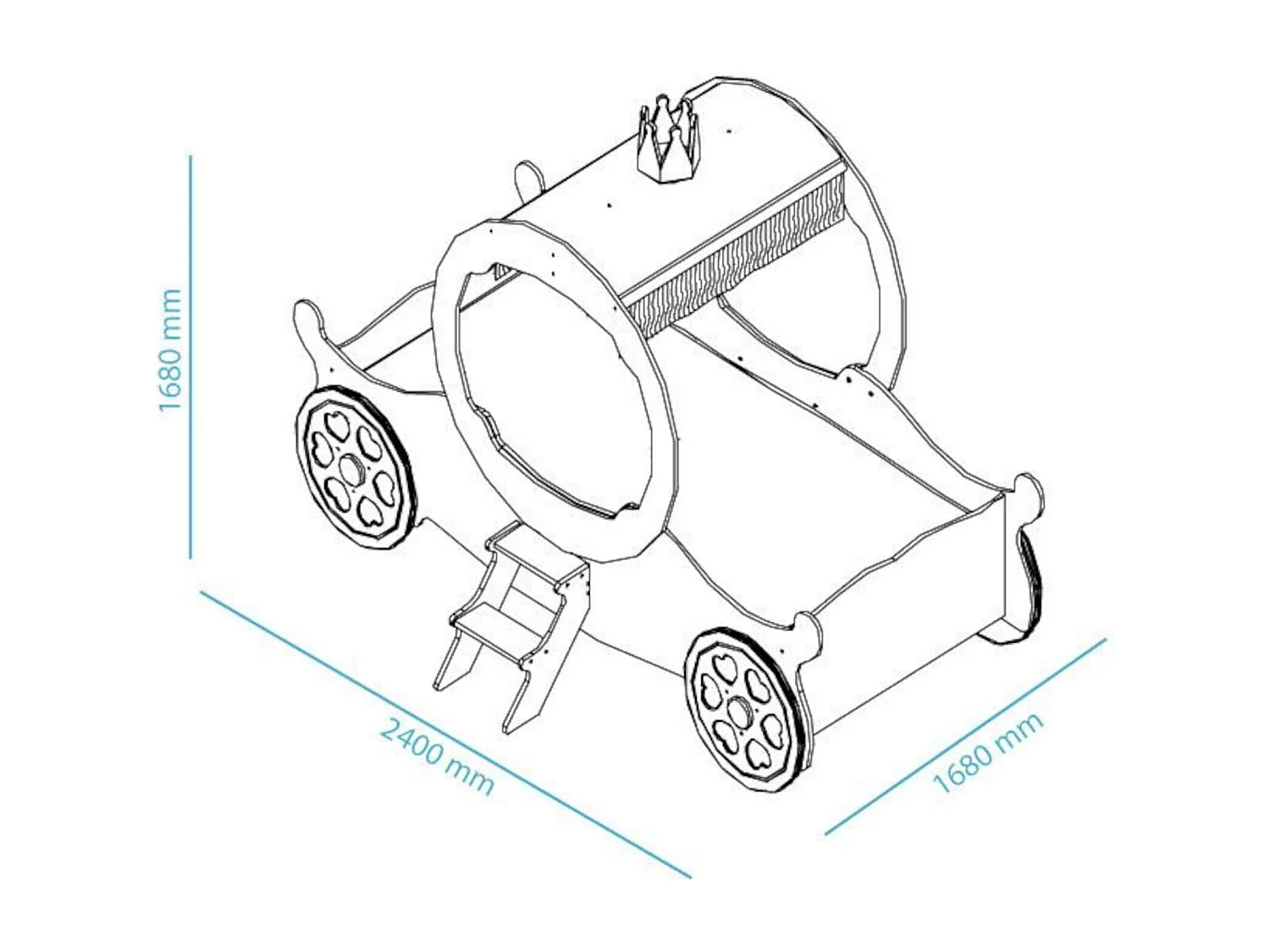 Lit enfant Calèche Rose 90x200