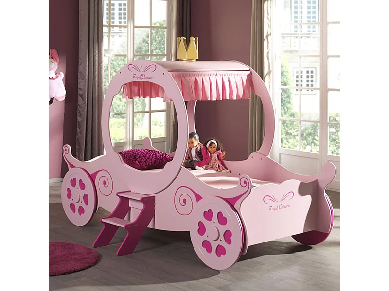 Lit enfant Calèche Rose 90x200