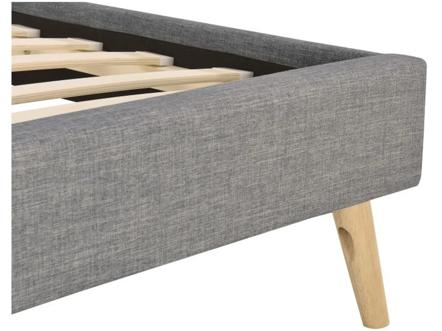 Lit avec sommier à lattes intégré et tête de lit en tissu gris foncé 160x200 - LT17106