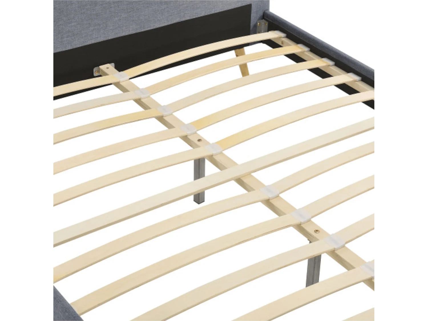 Lit avec sommier à lattes intégré et tête de lit en tissu gris foncé 160x200 - LT17106