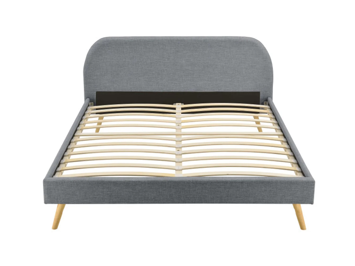 Lit avec sommier à lattes intégré et tête de lit en tissu gris foncé 160x200 - LT17106