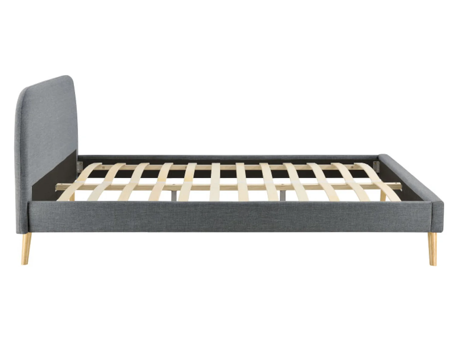 Lit avec sommier à lattes intégré et tête de lit en tissu gris foncé 160x200 - LT17106