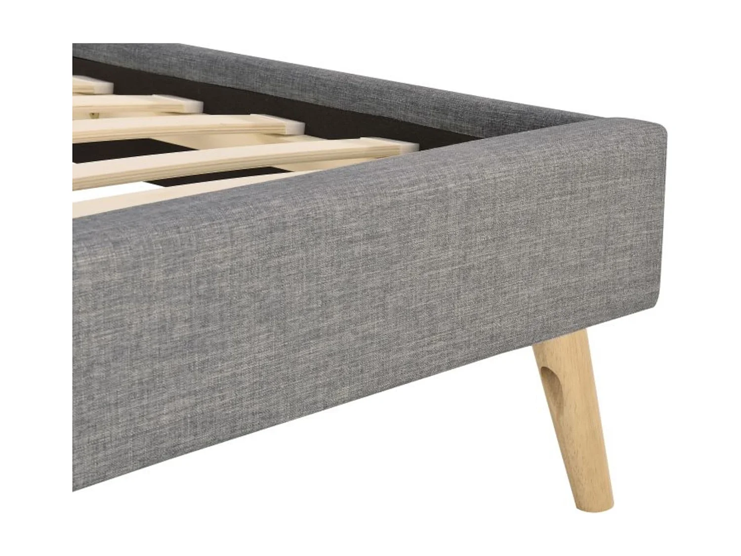 Lit avec sommier à lattes intégré et tête de lit en tissu gris foncé 160x200 - LT17106