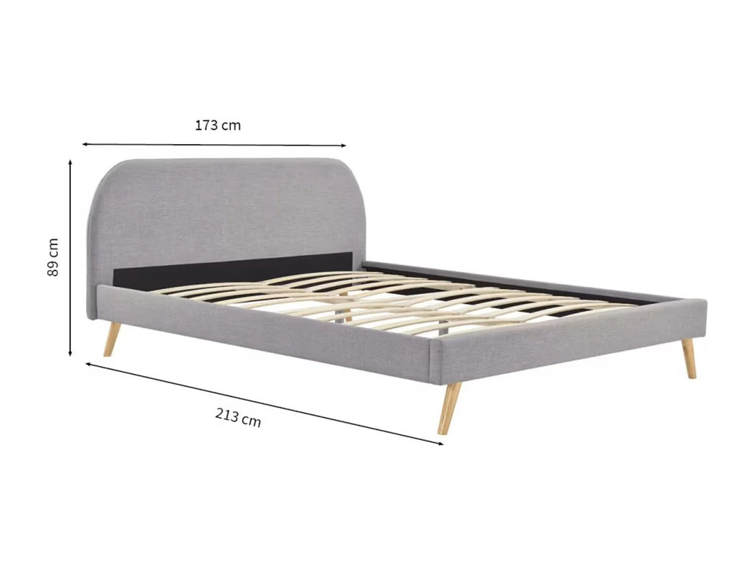 Lit avec sommier à lattes intégré et tête de lit en tissu gris foncé 160x200 - LT17106