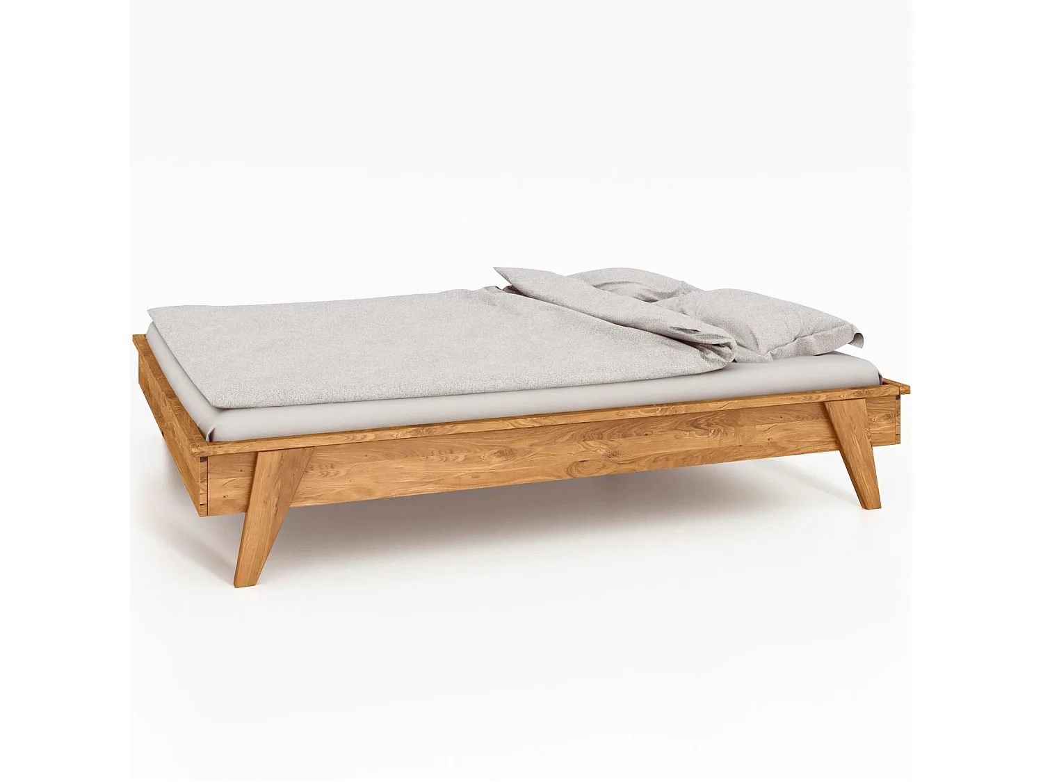 Lit avec pieds inclinés en chêne massif clair 160x200 - LT36003