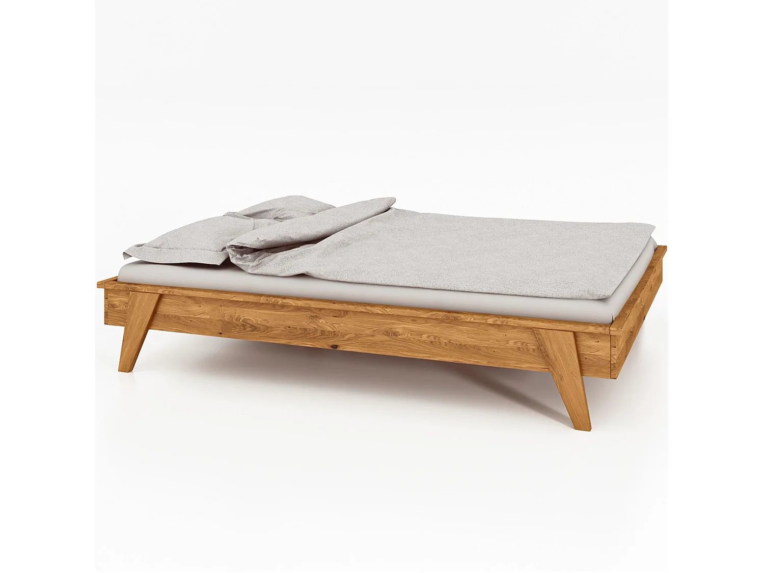 Lit avec pieds inclinés en chêne massif clair 160x200 - LT36003