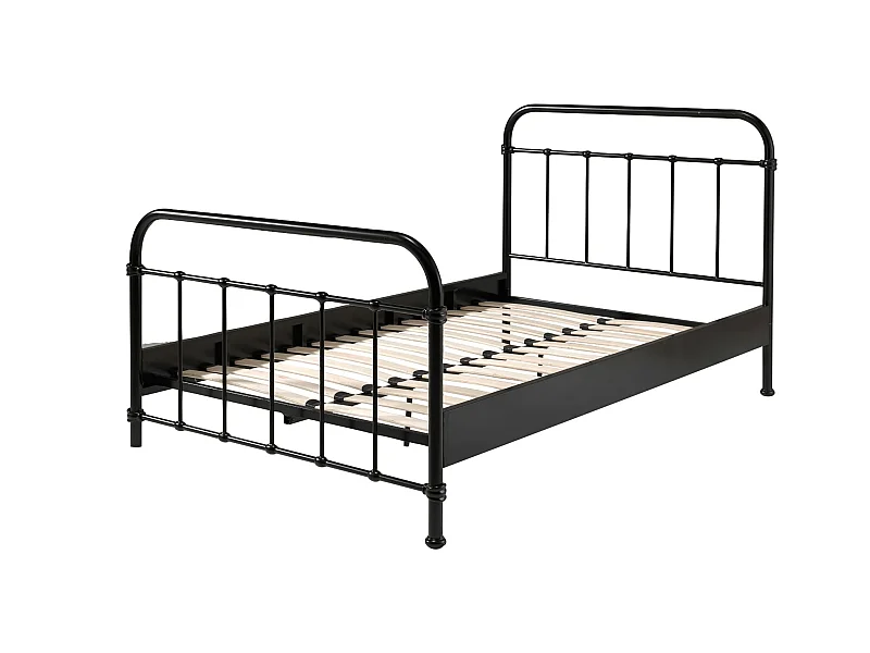 Lit enfant en métal noir avec sommier 120x200