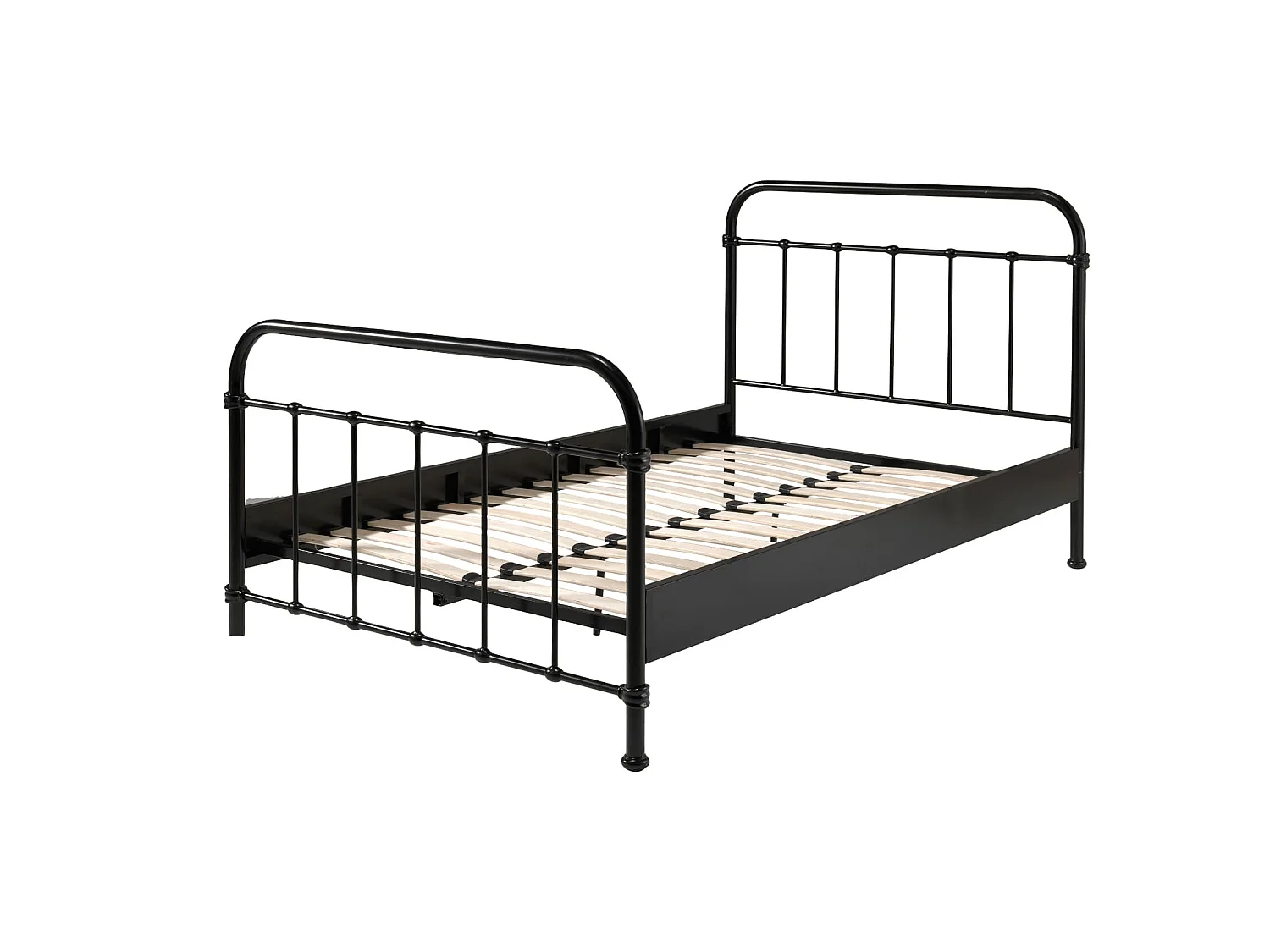 Lit enfant en métal noir avec sommier 120x200