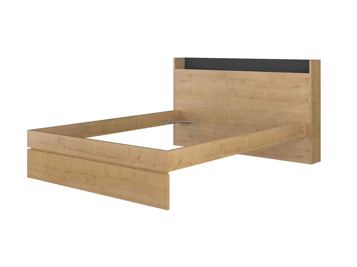 Lit avec tête de lit en bois imitation chêne 160x200 cm - LI9051