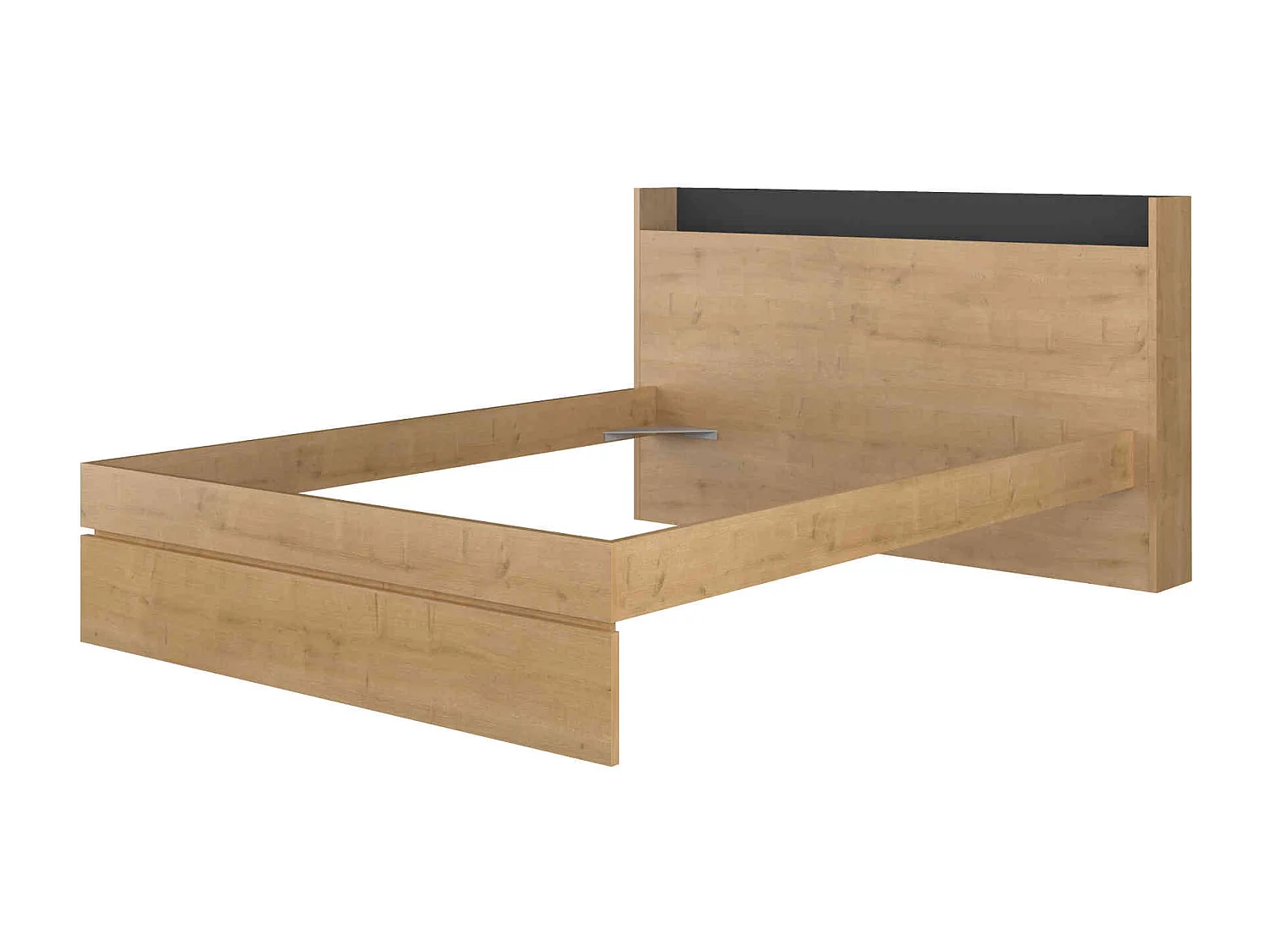 Lit avec tête de lit en bois imitation chêne 160x200 cm - LI9051
