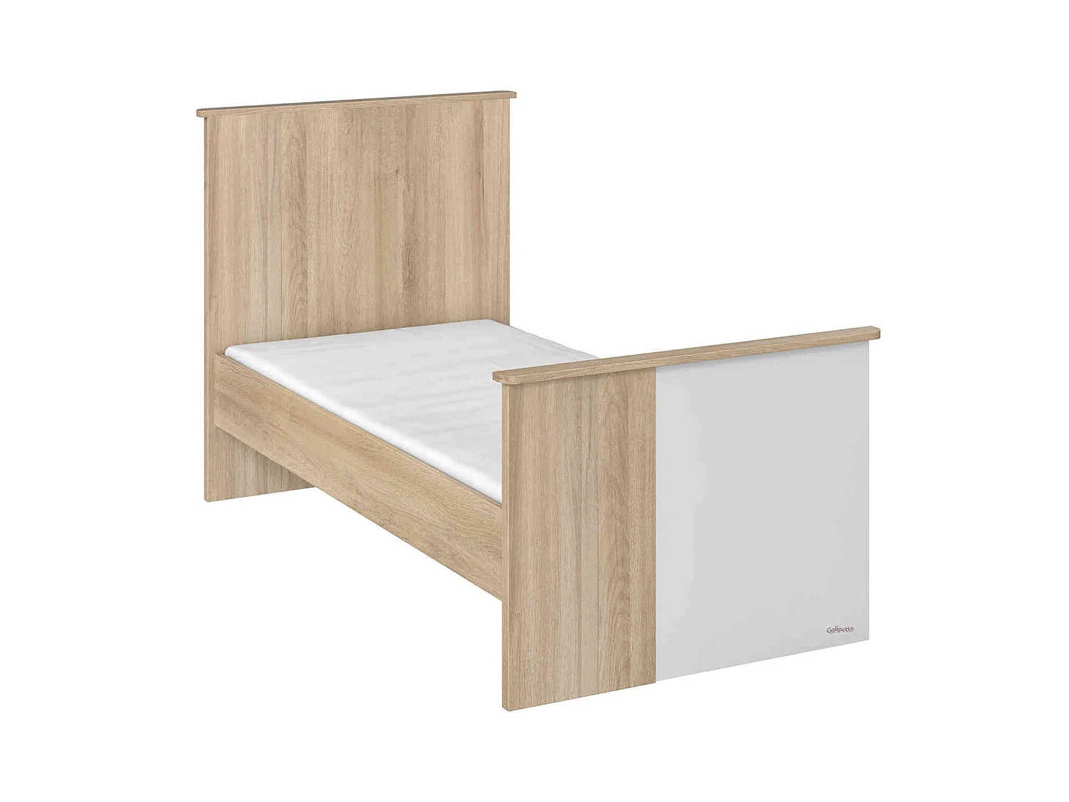 Lit bébé évolutif Sacha 70x140 en bois imitation chêne bocage et blanc - Galipette
