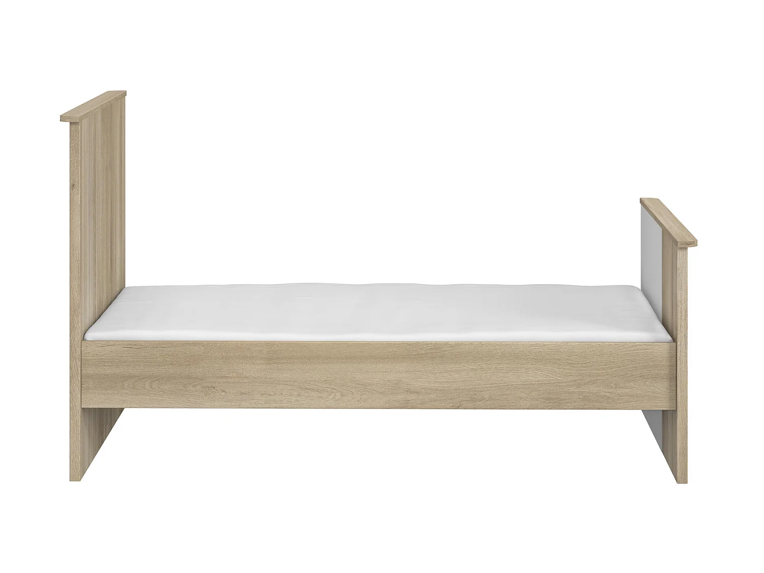 Lit bébé évolutif Sacha 70x140 en bois imitation chêne bocage et blanc - Galipette
