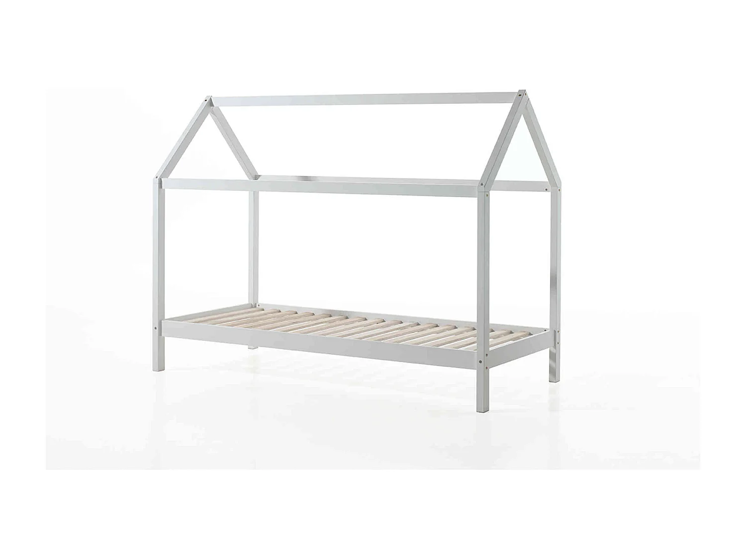Lit cabane enfant en bois massif blanc 90x200 - LT2020