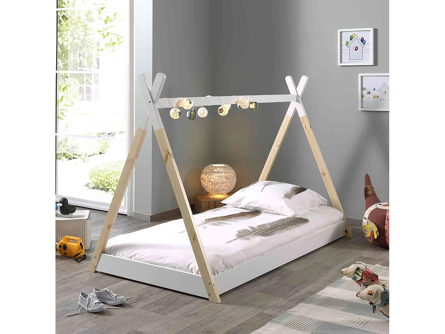 Lit enfant tipi en bois blanc 90x200 - Terre de Nuit
