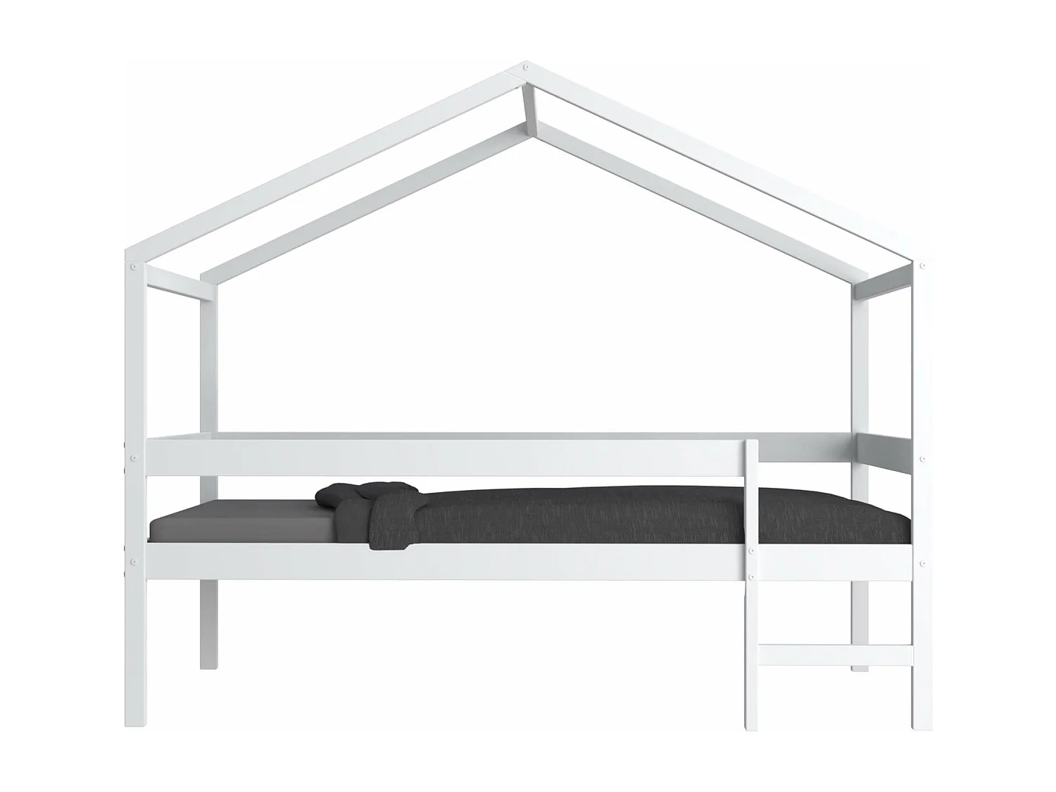 Lit cabane enfant bois blanc laqué 90x190 - LT14054