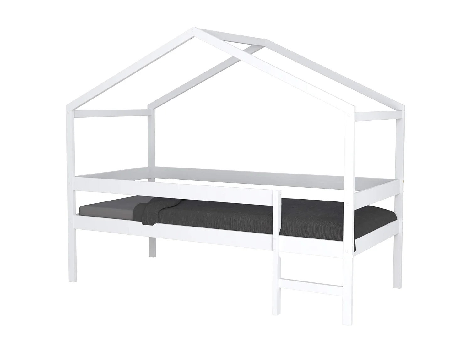 Lit cabane enfant bois blanc laqué 90x190 - LT14054