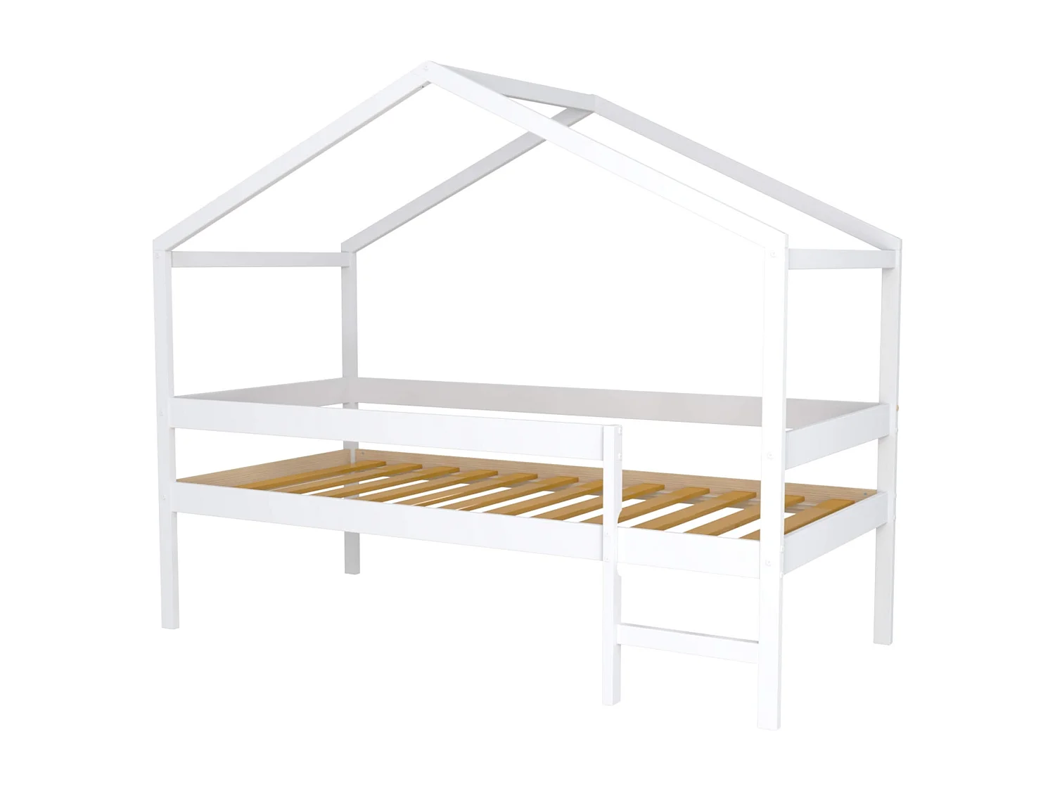 Lit cabane enfant bois blanc laqué 90x190 - LT14054