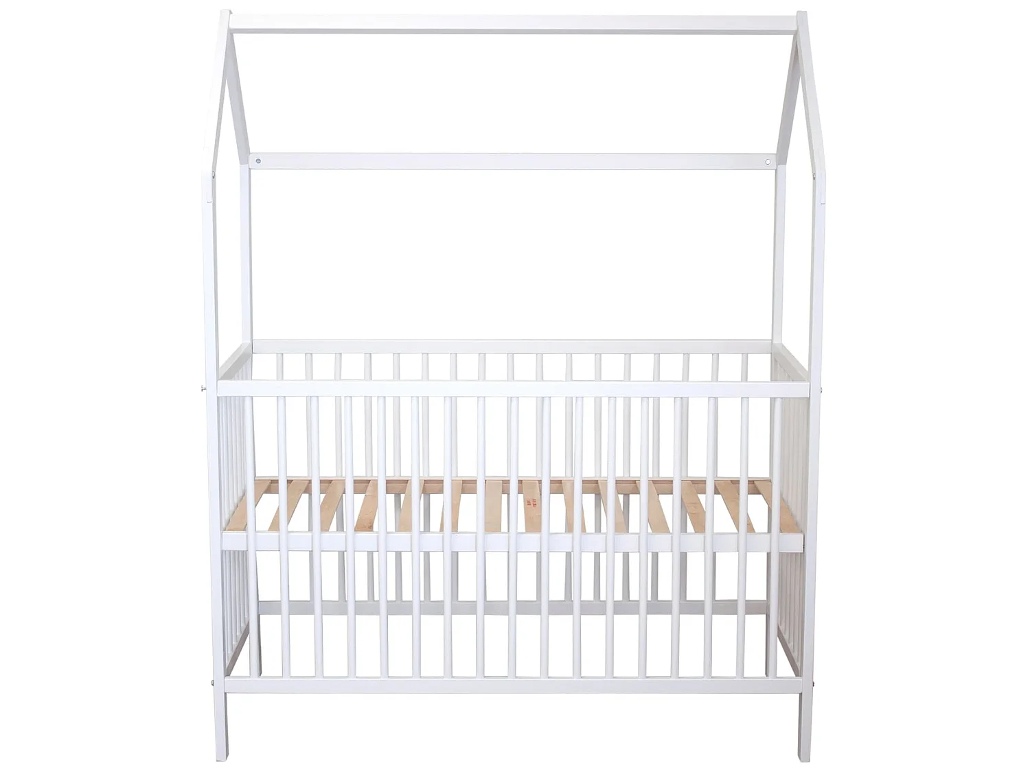 Lit bébé cabane évolutif en bois massif blanc 60x120