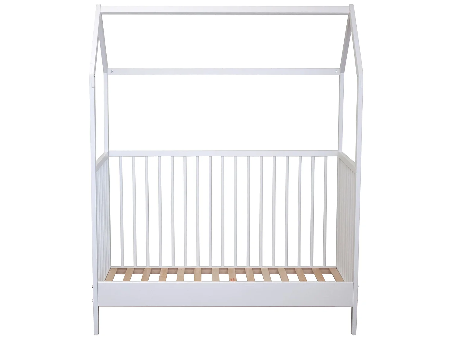 Lit bébé cabane évolutif en bois massif blanc 60x120