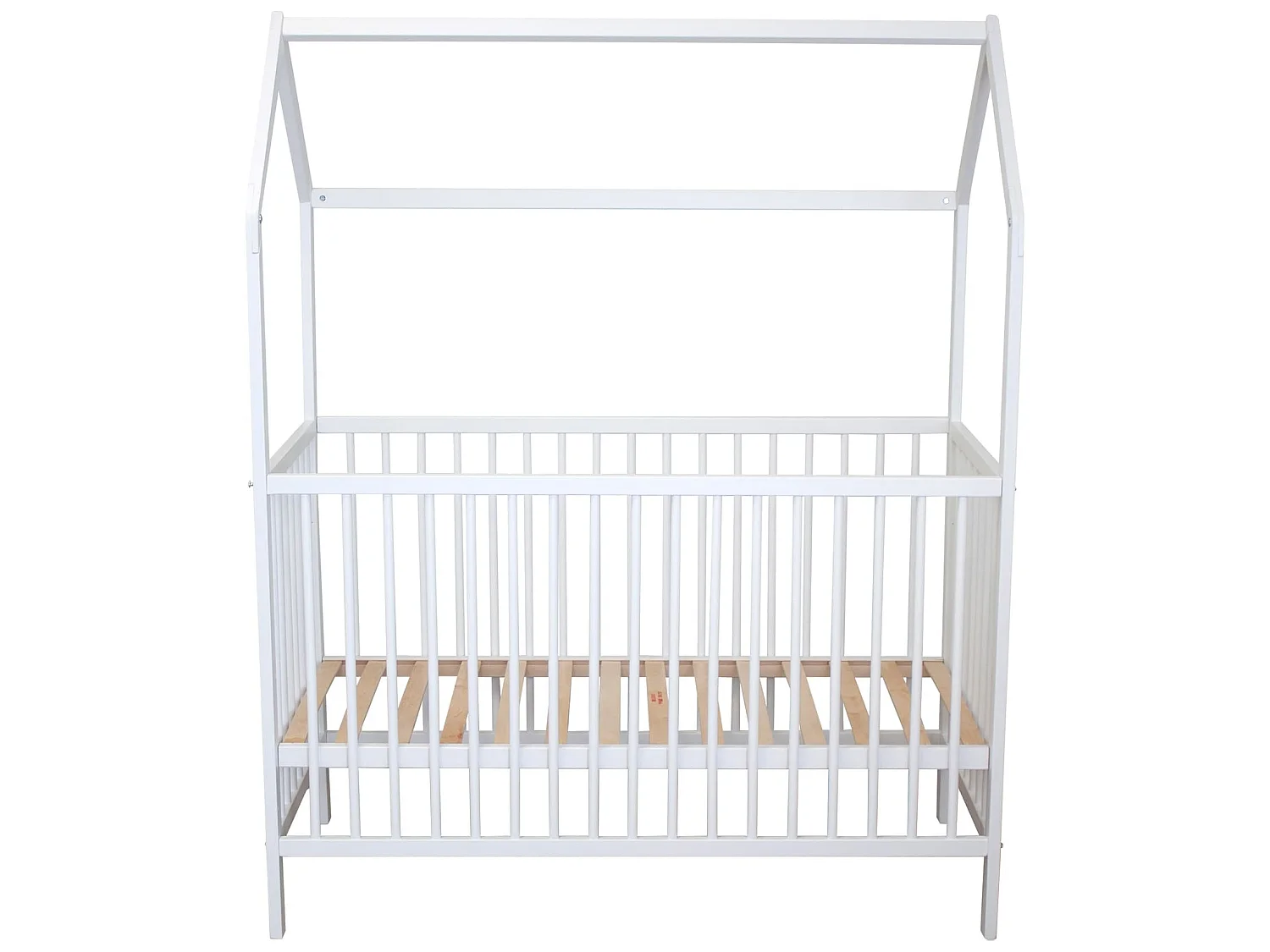 Lit bébé cabane évolutif en bois massif blanc 60x120
