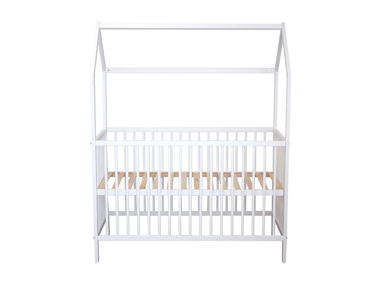 Lit bébé cabane évolutif en bois massif blanc 60x120