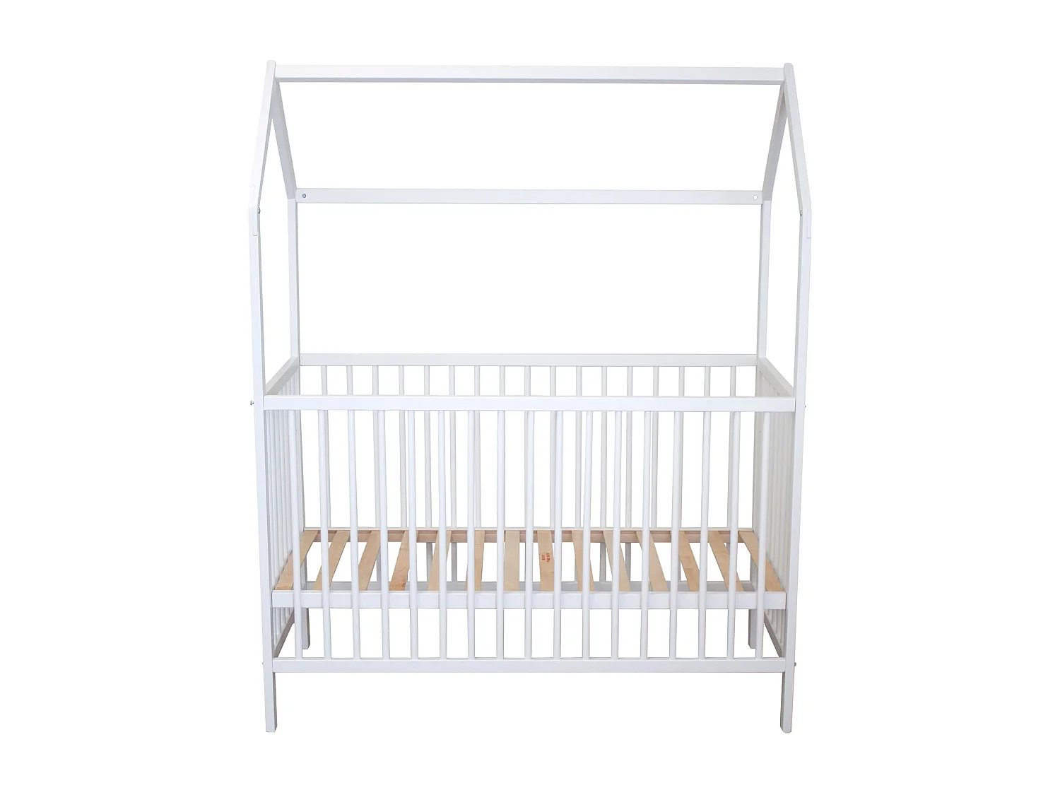 Lit bébé cabane évolutif en bois massif blanc 60x120