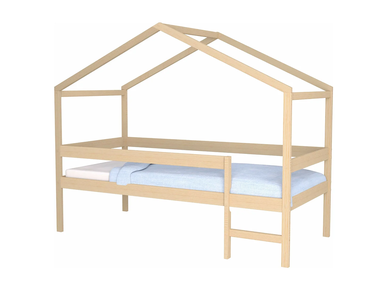 Lit cabane enfant bois naturel laqué 90x190 - LT14052