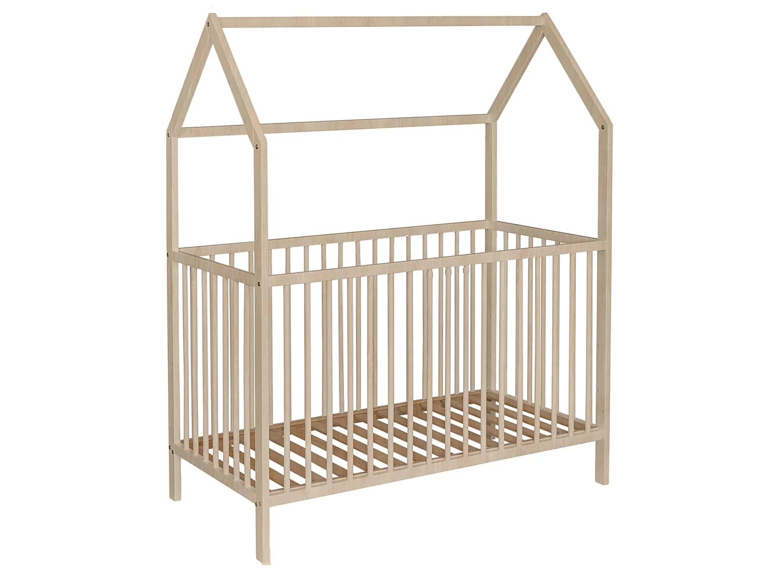 Lit bébé cabane évolutif en bois massif naturel 60x120