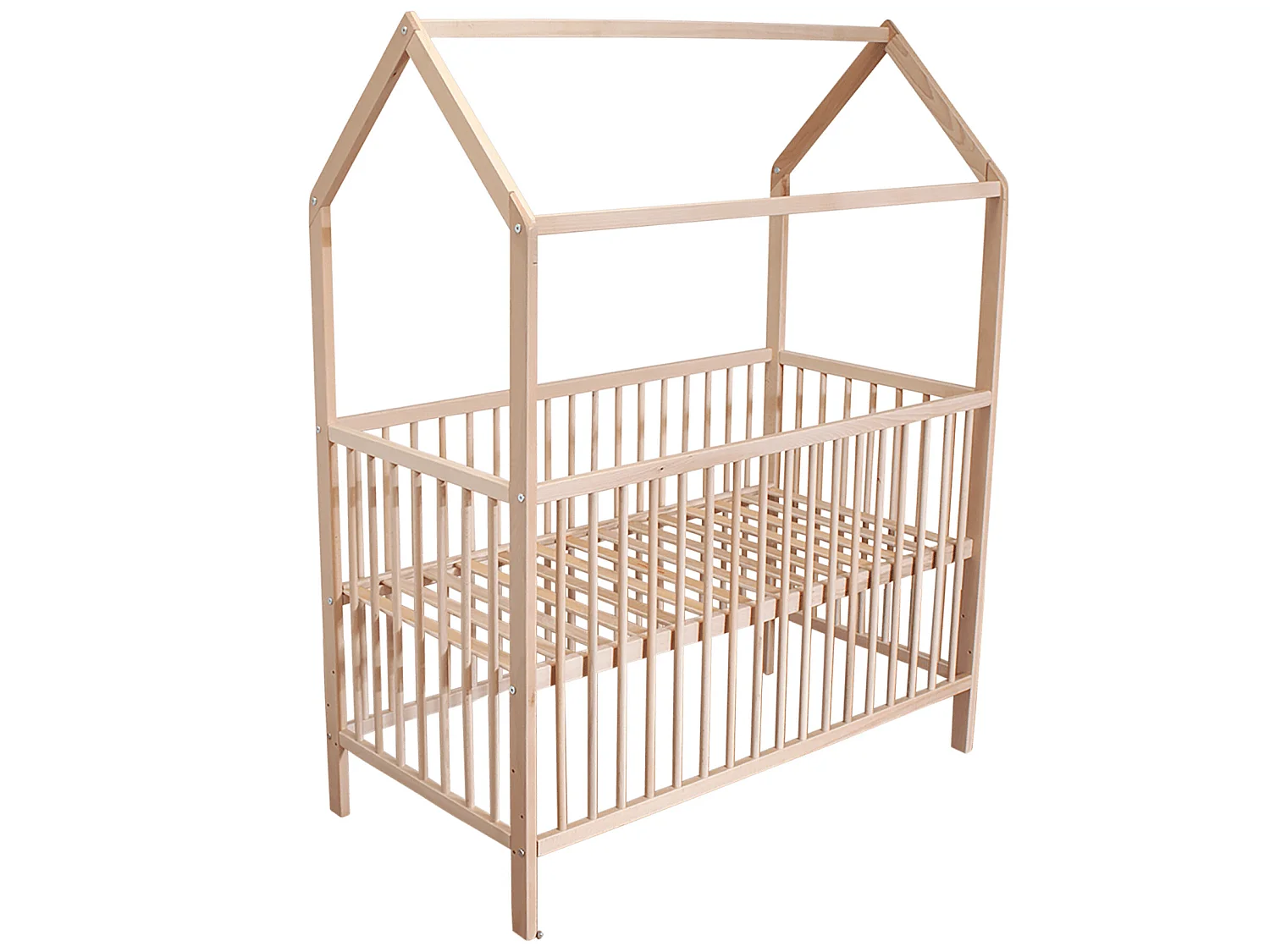 Lit bébé cabane évolutif en bois massif naturel 60x120