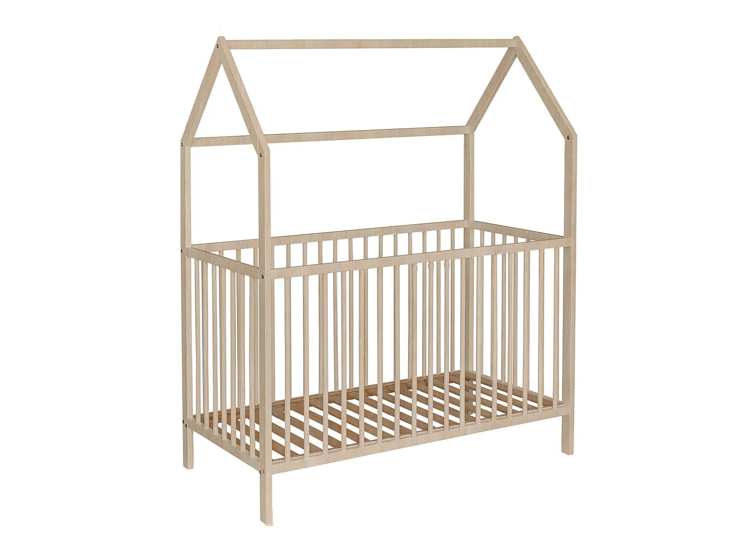 Lit bébé cabane évolutif en bois massif naturel 60x120