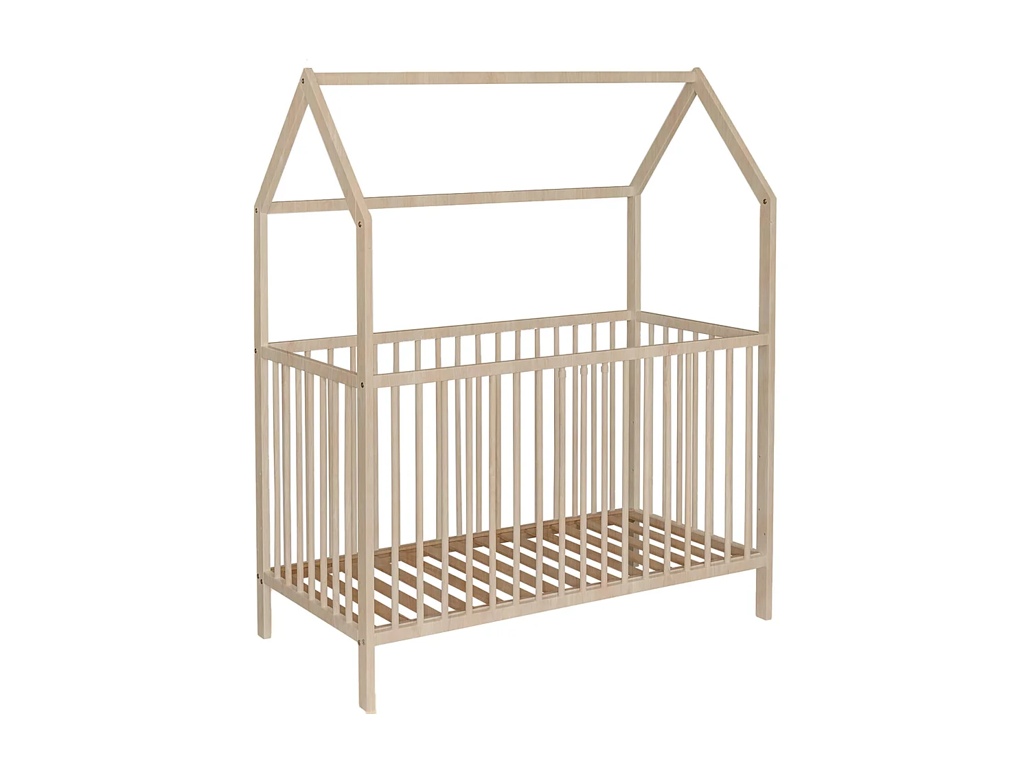 Lit bébé cabane évolutif en bois massif naturel 60x120