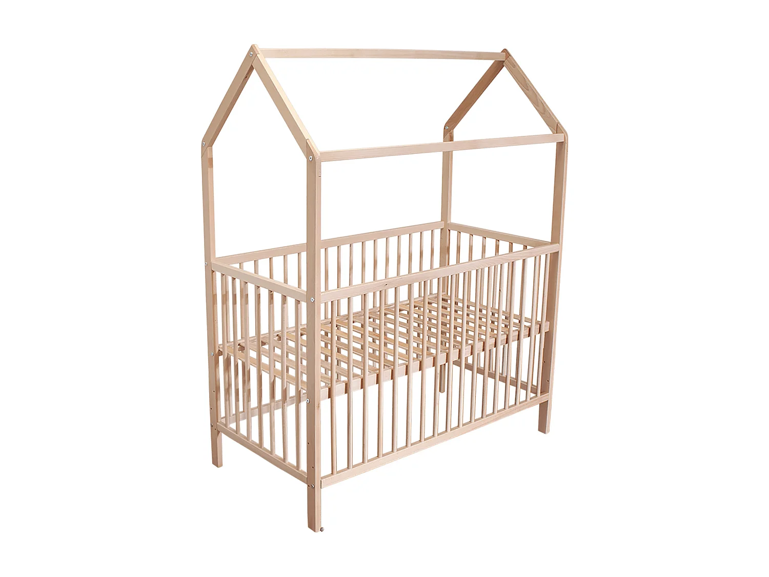 Lit bébé cabane évolutif en bois massif naturel 60x120