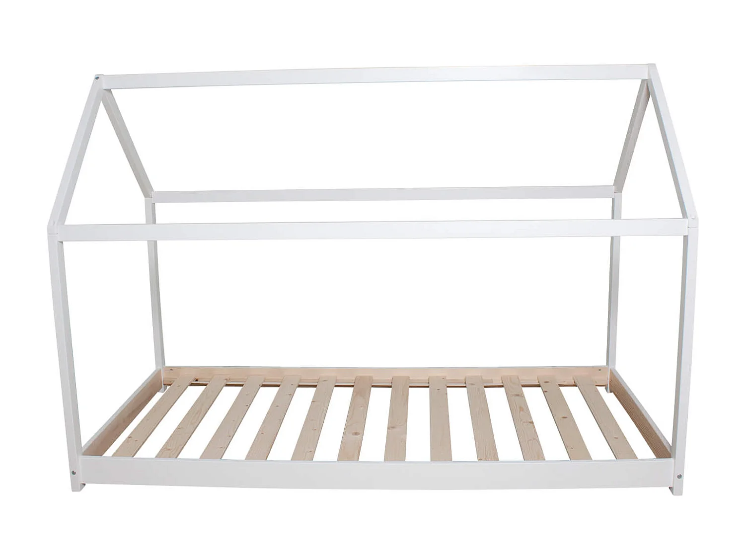 Lit cabane enfant inspiration Montessori en bois blanc 90x200 - LT14004