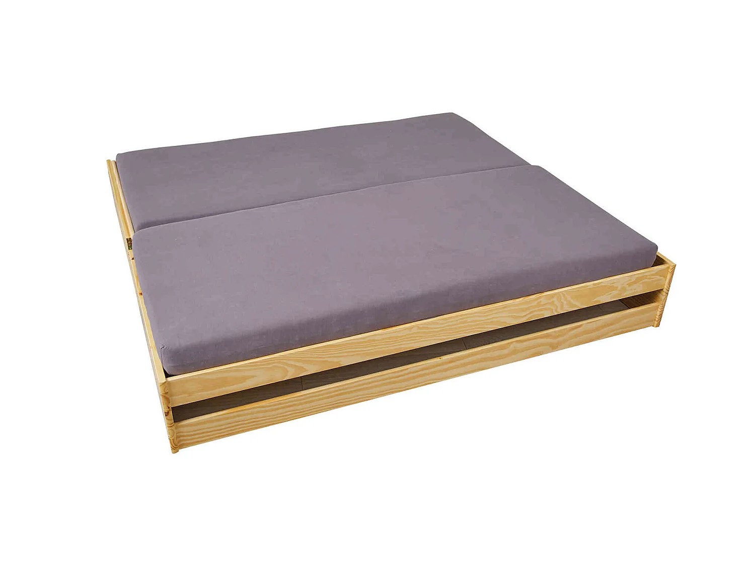 Lit gigogne 3 couchages en bois massif chêne clair 90x200 - LT12015