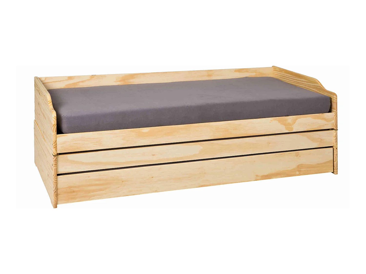 Lit gigogne 3 couchages en bois massif chêne clair 90x200 - LT12015