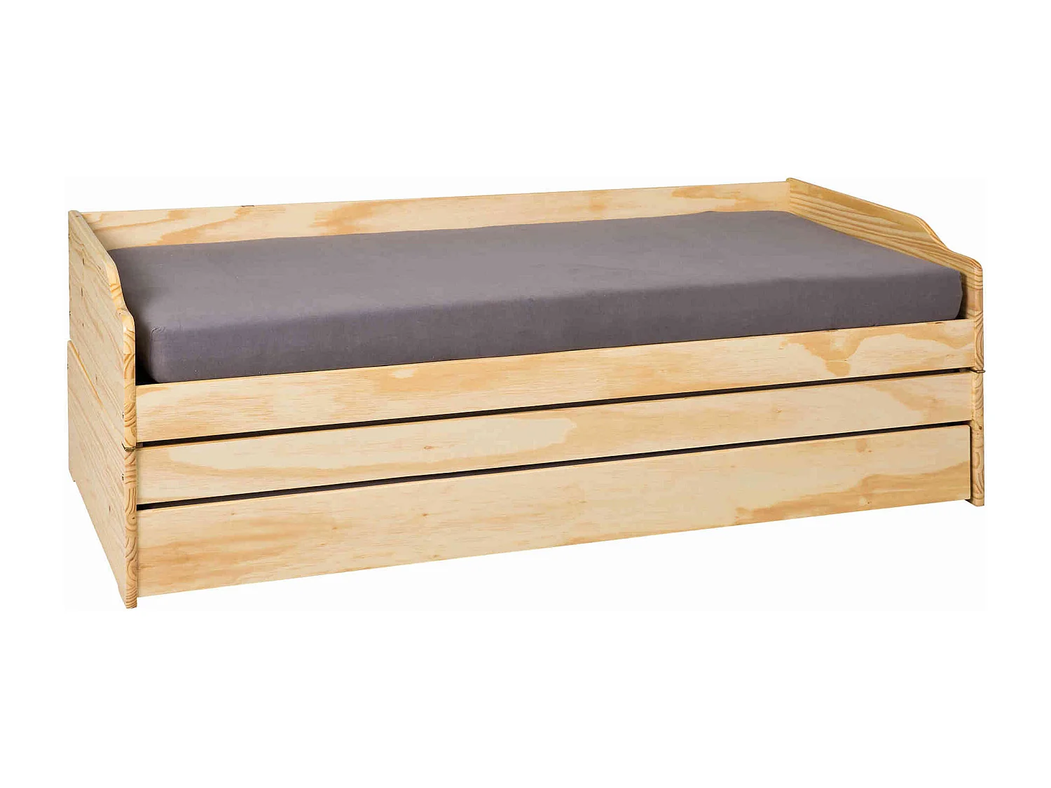 Lit gigogne 3 couchages en bois massif chêne clair 90x200 - LT12015