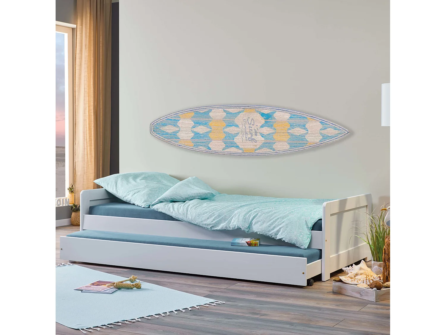 Lit gigogne avec sommier à lattes intégré 90x200 - LT12121