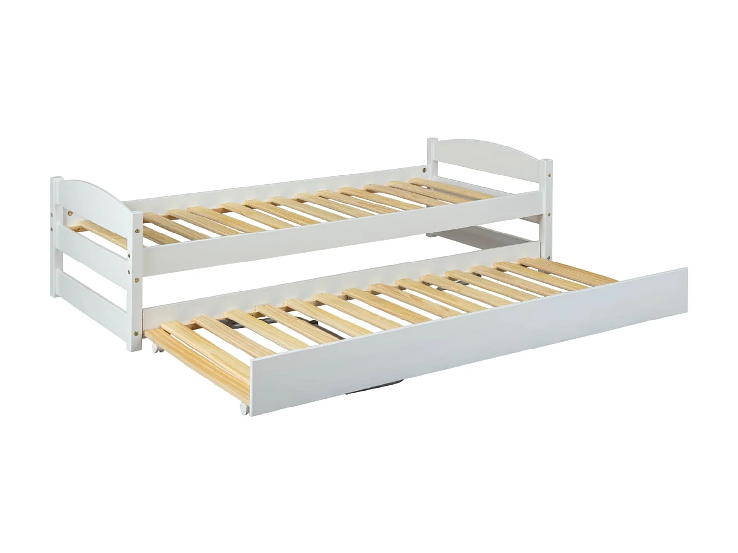 Lit gigogne relevable en bois massif blanc 90x200 - LT12009