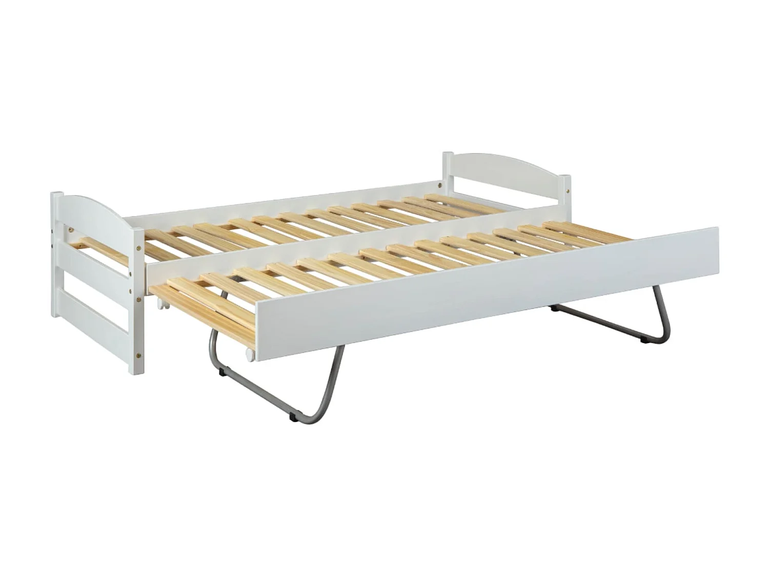Lit gigogne relevable en bois massif blanc 90x200 - LT12009