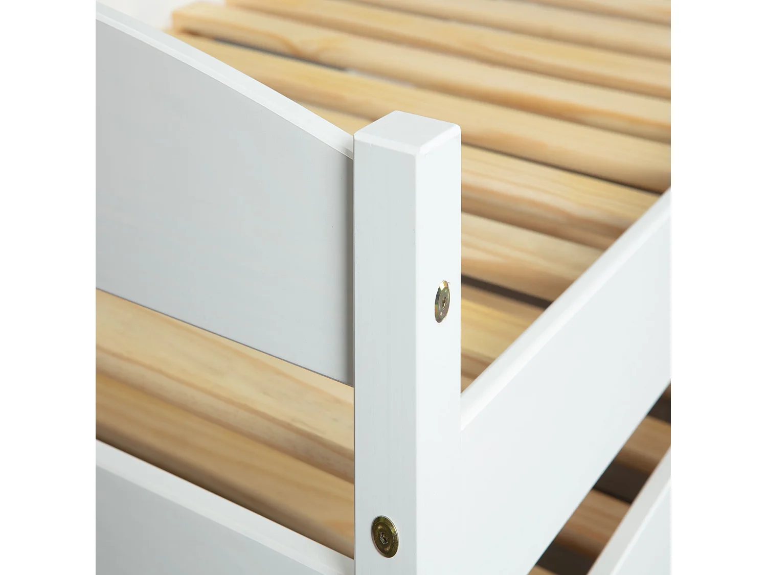 Lit gigogne relevable en bois massif blanc 90x200 - LT12009