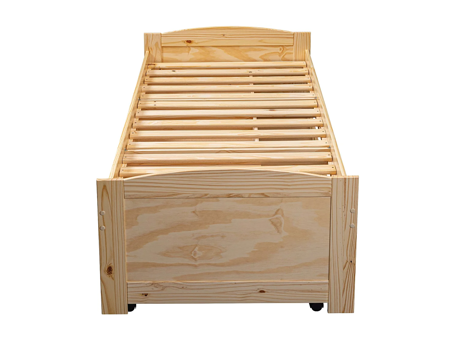 Lit gigogne 3 tiroirs en bois massif imitation chêne clair 90x200 - LT12006