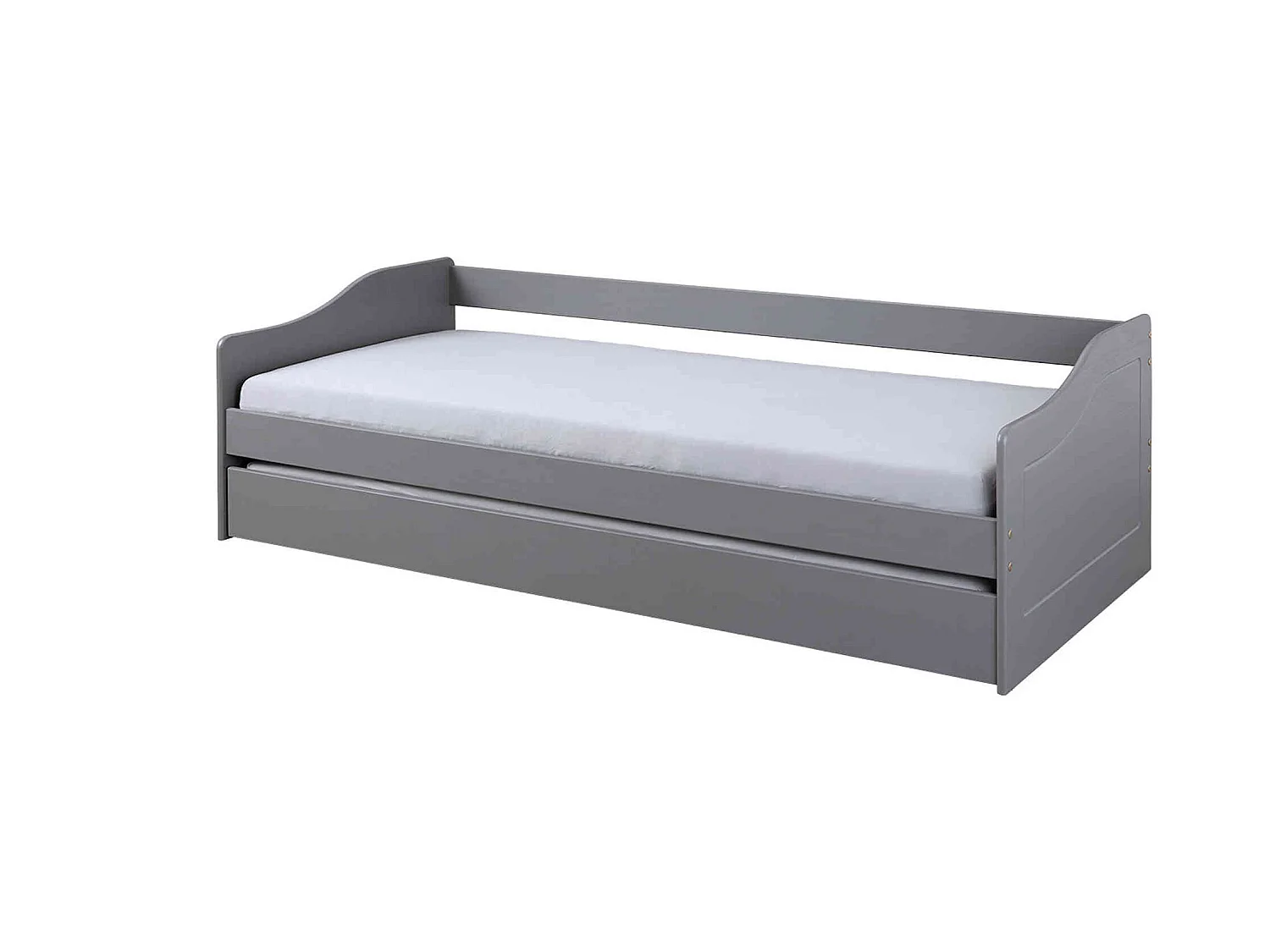 Lit gigogne en bois massif gris 90x200 - LT12005