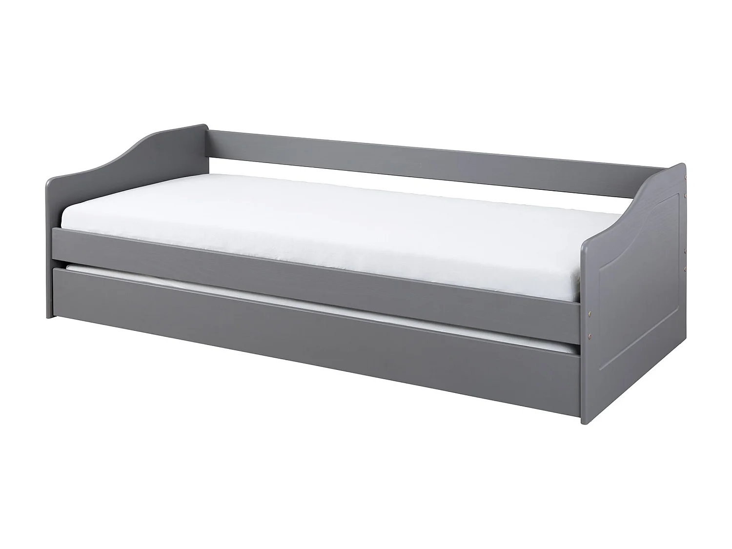 Lit gigogne en bois massif gris 90x200 - LT12005