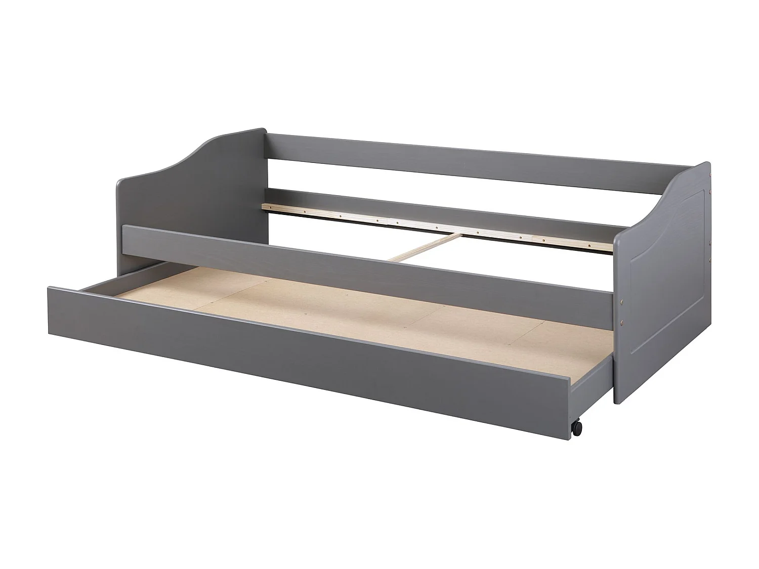 Lit gigogne en bois massif gris 90x200 - LT12005