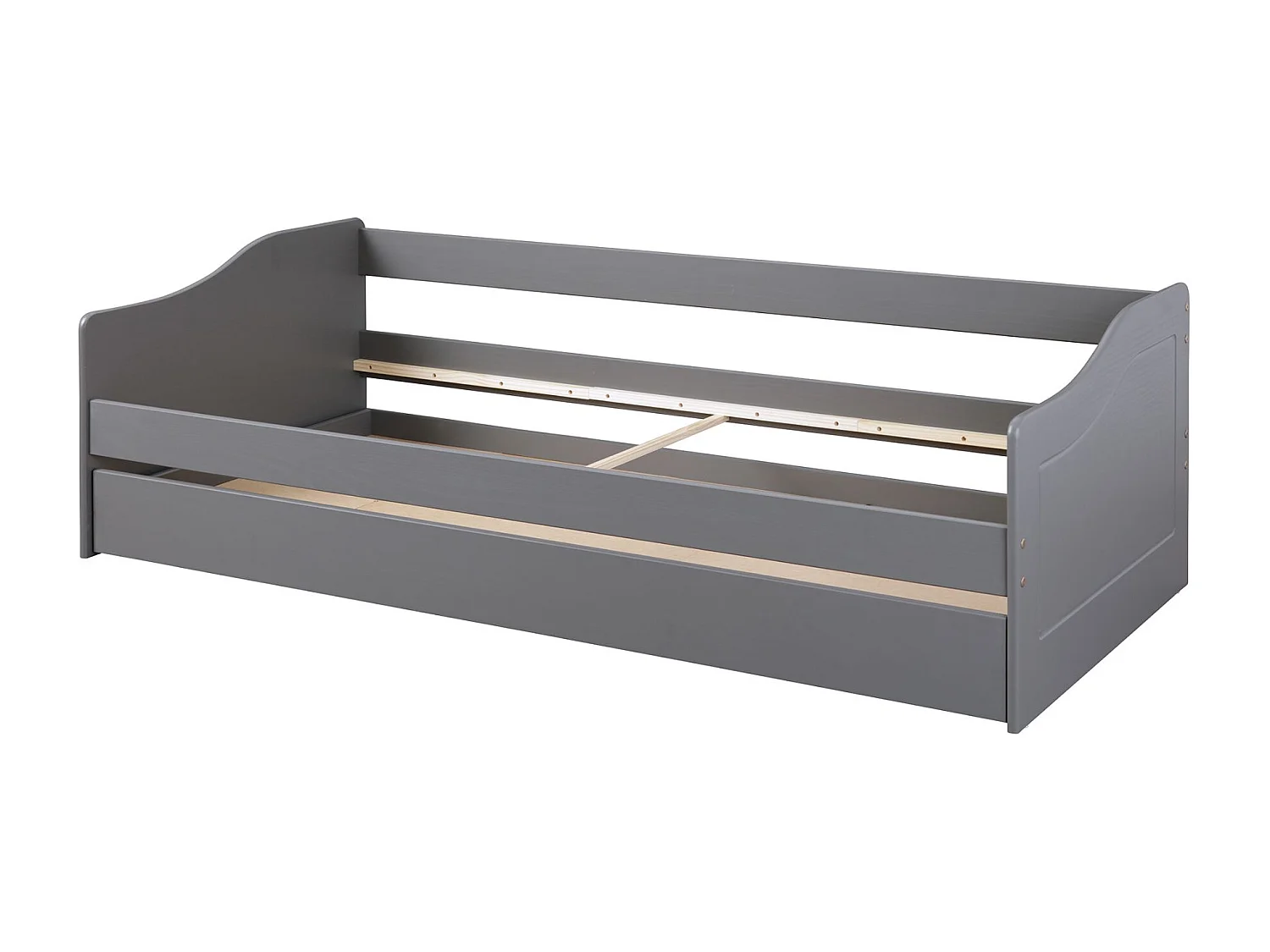 Lit gigogne en bois massif gris 90x200 - LT12005