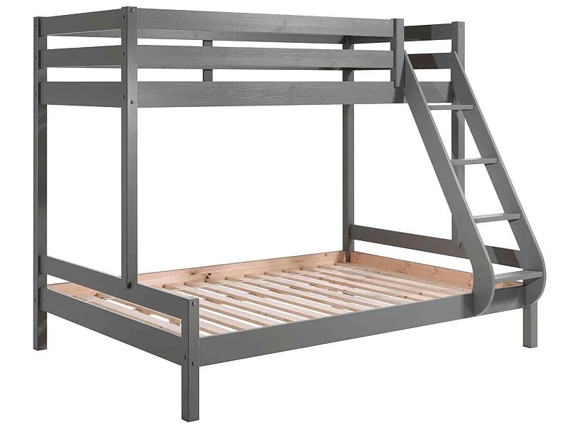 Lit superposé en pin massif gris